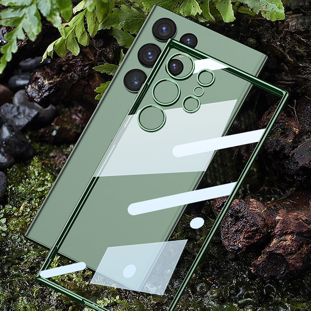 GKK til Samsung Galaxy S23 Ultra Clear TPU-telefonetui elektrobelagt kant stødsikkert beskyttelsescover GKK til Samsung Galaxy S23 Ultra Clear TPU-telefonetui elektrobelagt kant stødsikkert beskyttelsescover